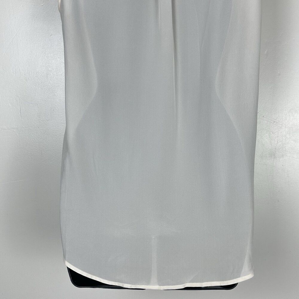 Sandro Paris  100% Silk White Blue Collared Shirt Sleeveless preppy Size 1 US S - Picture 6 of 10